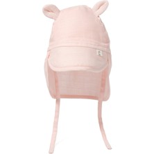 Deux Lapins Müslin Ense Korumalı Innocent Pink Bebek Şapka