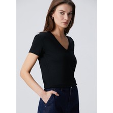  collection siyah ıpek karışımlı t-shirt