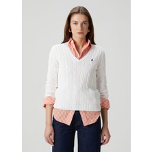 Polo Ralph Lauren Beyaz Saç Örgü Kazak