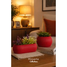 Mosarte Atelier Red Series 2 - Modern Kırmızı Vazo & Heykel Seti - Kırmızı Renk