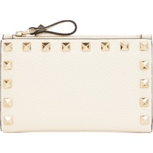 Valentino Garavani Rockstud Krem Kadın Deri Kartlık