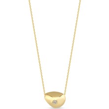 Orena Jewelry Teardrop Pırlantalı 14 Ayar Altın Kadın Kolye