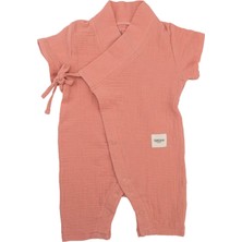 Totzee Mercan Rengi Müslin Uzun Unisex Bebek Kimono Tulum