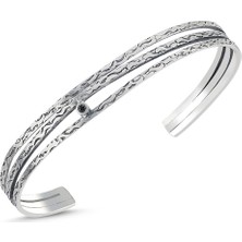 Aleyna Cebeci Jewelry Aurora Siyah Pırlantalı 925 Ayar Gümüş Erkek Bileklik