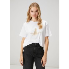  club beyaz çizgili logolu t-shirt