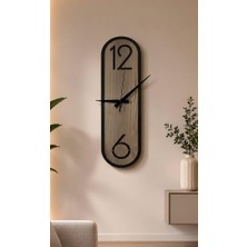 Nera Tasarım Dekoratif Ahşap Dikey Duvar Saati Modern Minimalist Sessiz Mekanizmalı Salon Ofis 18X50CM