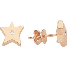 Bee Goddess Sirius Star Kadın Tek Taş Pırlanta Altın Küpe
