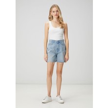  club mavi serpme taşlı denim şort