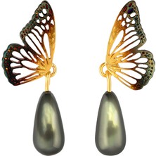 Ezra Baghaki Jewellery Incili Kelebek Kanadı 925 Ayar Gümüş Kadın Küpe