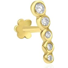 Mov Diamond Tsuki Pırlantalı 14 Ayar Altın Kadın Piercing Küpe