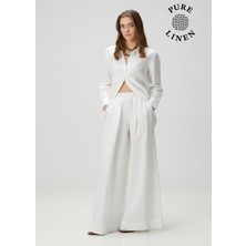  collection beyaz keten pantolon