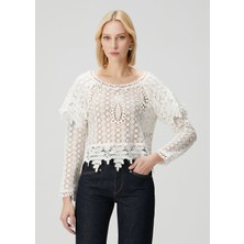 Isabel Marant Hyliana Beyaz Kroşe Bluz