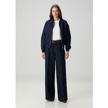 7 For All Mankind Koyu Mavi Wide Leg Jean Pantolon