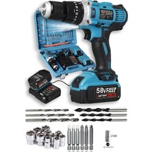 Empressco 58VF 5AH Li Sjs Çift Metal Şanzuman Metal Mandren Çift Akülü Şarjlı Matkap 24 Parça Set Hediyeli