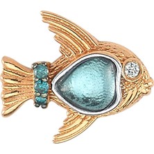 Bee Goddess Fish Kadın Small Tekli Mavi Topaz Altın Küpe