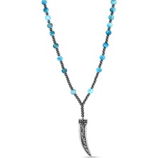 Boga Claw Fleur De Lis Gem Stone Erkek Gümüş Kolye