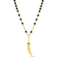 Boga Claw Fleur De Lis Gem Stone Altın Kaplama Kolye