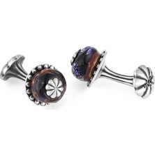 Boga Glass Beads Floral Fx Gümüş Kol Düğmesi