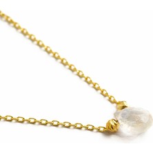 Lokkum Aytaşı Haziran Doğum Taşı 925 Ayar Gümüş Üzeri 18 Ayar Altın Kaplama Kadın Kolye