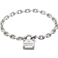Gucci Logo Detaylı Unisex Gümüş Bileklik