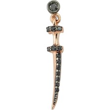 Bee Goddess Sword Kadın Tekli Siyah Pırlanta Altın Küpe