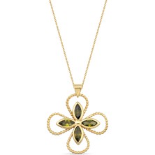 Orena Jewelry Emerald Flower 14 Ayar Altın Kadın Kolye