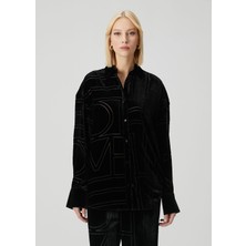 Toteme Oversized Siyah Monogram Gömlek