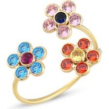Orena Jewelry Trio Daisy 14 Ayar Altın Kadın Yüzük