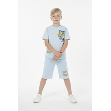 Alkın Kids 3-12 Yaş Erkek Çocuk Kaplan Baskılı %100 Pamuklu Kısa Kollu Şortlu Takım