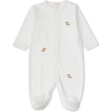 Princess Baby Beyaz Köpek Nakışlı Unisex Bebek Tulum