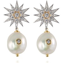 Apples & Figs Celestial Star Pearl Zirkon Taşlı Gümüş Kadın Küpe