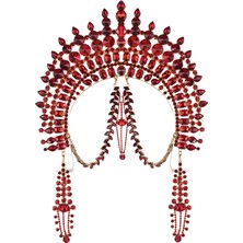 Gaios Byzantine Headpiece Kırmızı Gümüş Kaplama Kristal Taşlı Kadın Saç Aksesuarı