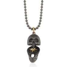 Melie Jewelry Skull Compass 925 Ayar Gümüş Erkek Kolye