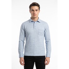 Çizgi Triko Erkek Gömlek Yaka Cepli Klasik Kalıp Sweatshirt 5304 BGL-ST05540