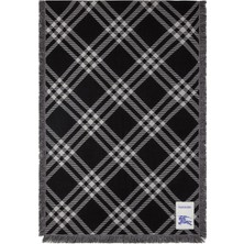 Burberry Wide Check Silk Siyah Yün Kadın Atkı