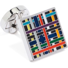  collection colorblocked desenli kol düğmesi
