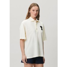 Ami Paris Krem Polo T-Shirt