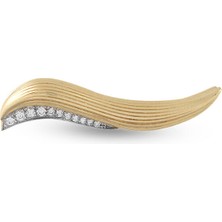 Rita Fine Jewelry Wave Ear Climber Pırlanta Taşlı 14 Ayar Altın Kadın Sol Kulak Tek Küpe