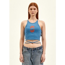 Nasaqu Aktif Ipli Gök Mavisi Crop Top