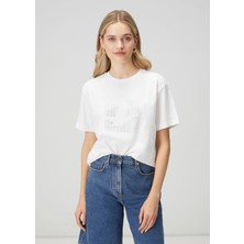  club kırık beyaz hotfix gofre logolu bol t-shirt