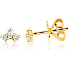 Venta Jewelry Çıtır Pırlanta Taşlı 14 Ayar Sarı Altın Kadın Küpe