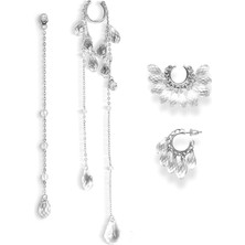 Naked Crystals Silver 925 Ayar Gümüş Kadın Küpe Seti