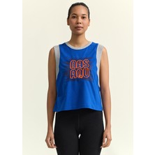 Nasaqu Cobalt Mavi Sırt Dekolteli Aktif Top T-Shirt