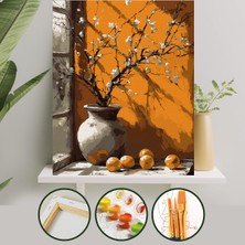 Palmiye Hobi Sanat Sayılarla Boyama 40X50 cm Tuval Seti Fırça Boya Dahil Çıtaya Gerili - Portakal Çiçeği