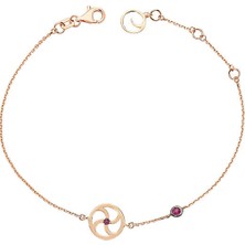Bee Goddess Manji Ruby Taşlı Kadın Altın Bileklik