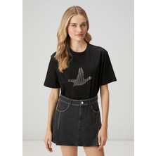  club siyah çizgili logolu t-shirt