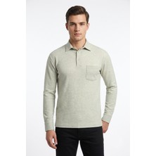 Çizgi Triko Erkek Gömlek Yaka Cepli Klasik Kalıp Sweatshirt 5304 BGL-ST05540