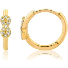 Venta Jewelry Sonsuzluk Pırlanta Taşlı 18 Ayar Altın Kadın Halka Küpe