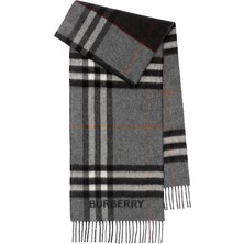 Burberry Gnt Contrast Gri Kaşmir Kadın Atkı