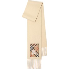Burberry Solid Scf Label Krem Kaşmir Kadın Atkı